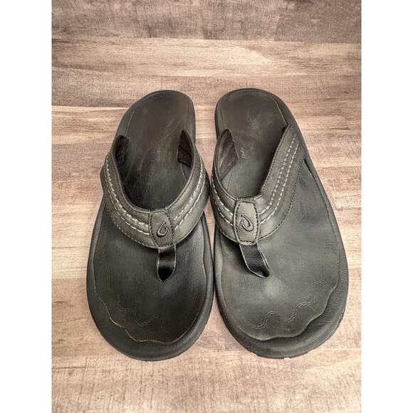Olukai Hokua Flip Flop Mens US 15 Black Beach wear, wet grip, quick dry sandals - Picture 3 of 12